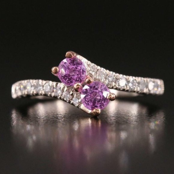 EVER US Designer Ring / 1.55 CT Pink Sapphire & Diamond Ring / 14K